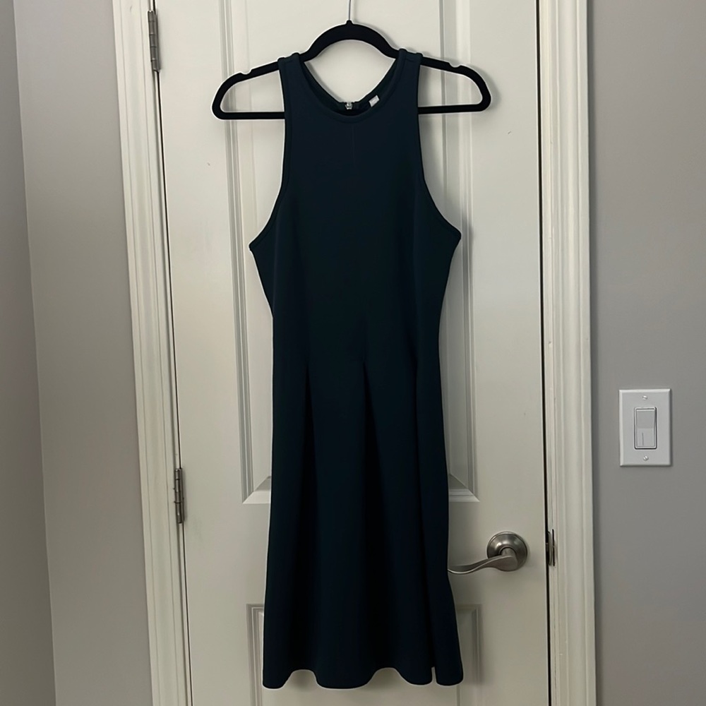 NWOT Athleta small tall teal scuba en route fit and flare dress